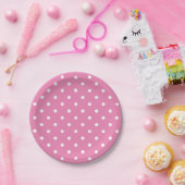 Retro White Polka Punkte auf rosa Pappteller (Party)