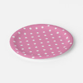 Retro White Polka Punkte auf rosa Pappteller (Schrägansicht)