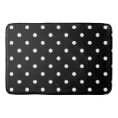 Retro White Polka Punkte auf schwarz Badematte (Vorderseite)
