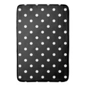 Retro White Polka Punkte auf schwarz Badematte (Vorderseite Vertikal)
