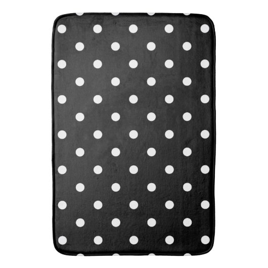 Retro White Polka Punkte auf schwarz Badematte (Vorderseite Vertikal)