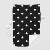 Retro White Polka Punkte auf schwarz Golfhandtuch (Insitu)