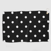 Retro White Polka Punkte auf schwarz Golfhandtuch (Horizontal)