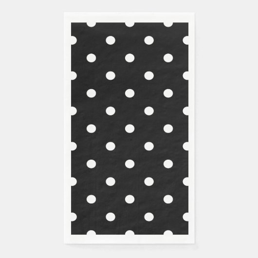 Retro White Polka Punkte auf schwarz Serviette (Vorderseite)