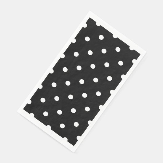 Retro White Polka Punkte auf schwarz Serviette (Ecke)