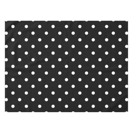 Retro White Polka Punkte auf schwarz Tischdecke (Vorderseite (Horizontal))