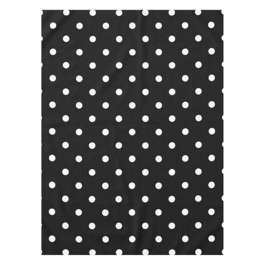 Retro White Polka Punkte auf schwarz Tischdecke (Vorderseite)