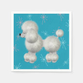 Retro White Poodle Birthday Party Paper Napkins Serviette (Vorderseite)