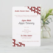 RETRO White Red, Aqiqah Baby Dusche Einladung (Stehend Vorderseite)