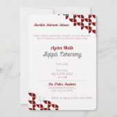 RETRO White Red, Aqiqah Baby Dusche Einladung (Vorderseite)