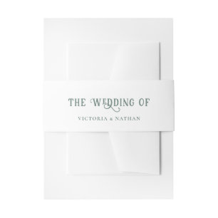 Retro White & Sage Green Wedding Einladungsbanderole