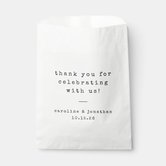 Retro White Schreibwriter Custom Wedding Vielen Da Geschenktütchen (Vorderseite)