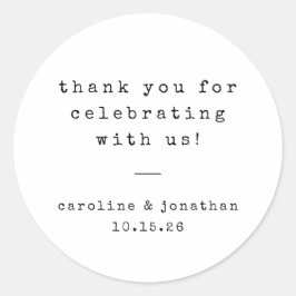 Retro White Schreibwriter Custom Wedding Vielen Da Runder Aufkleber