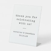 Retro White Schreibwriter Custom Wedding Vielen Da Sockelschild (Vorderseite)