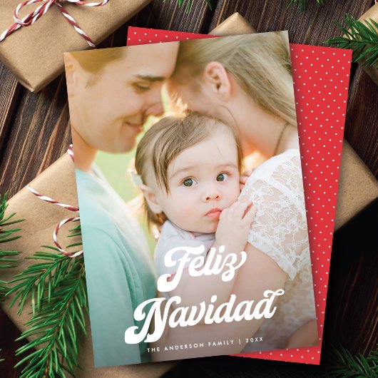 Retro White Script Frohe Weihnachten Ein Foto
