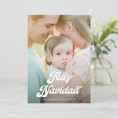 Retro White Script Frohe Weihnachten Ein Foto (Stehend Vorderseite)