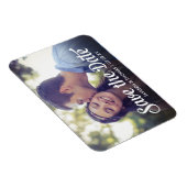Retro White Script Save the Date Vollblutes Foto Magnet (Rechte Seite)