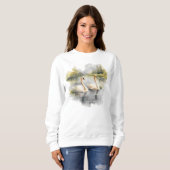 Retro White Swans Winter Lake Szene Sweatshirt (Vorne ganz)