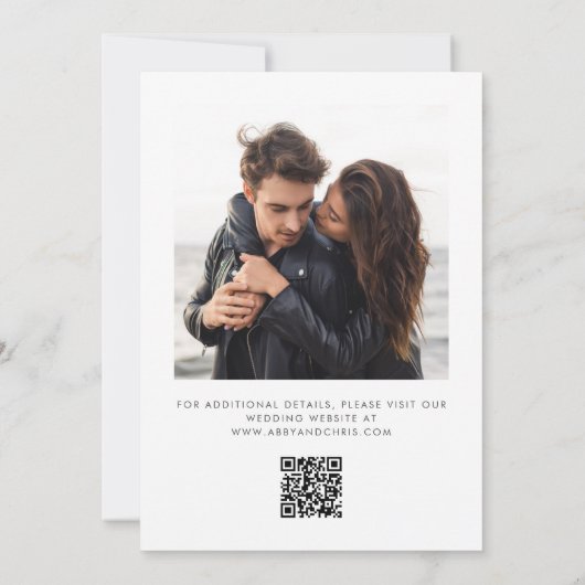 Retro White Text Overlay 2 Foto QR Code Hochzeitsc Save The Date (Rückseite)