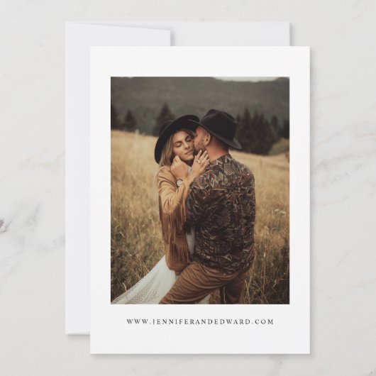 Retro White Wedding Save the Date (Rückseite)