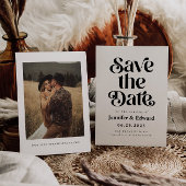 Retro White Wedding Save the Date