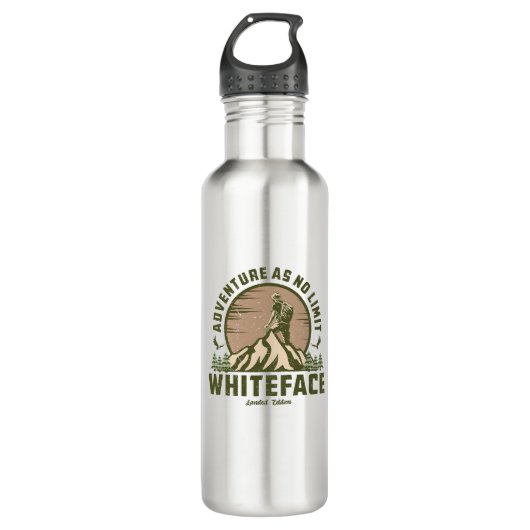 Retro Whiteface Mountain Wanderung Edelstahlflasche (Vorderseite)