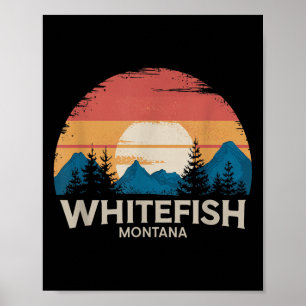 Retro Whitefish Montana Ski Lodge Winterabenteuer Poster