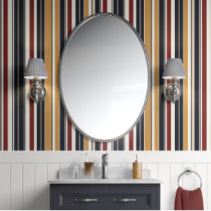 Retro Wiederbelebung Streifen rot, Gold, Marine Mi Tapete
