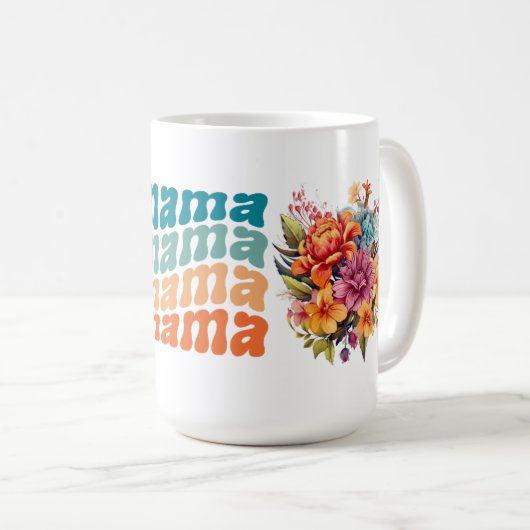 Retro-Wiederholende Mama-Blumen Kaffeetasse (VorderseiteRechts)