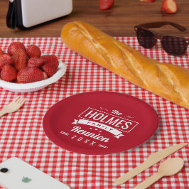 Retro-Wiedersehen-Logo für moderne Familien Pappteller