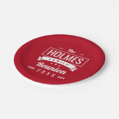 Retro-Wiedersehen-Logo für moderne Familien Pappteller (Schrägansicht)