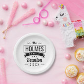 Retro-Wiedersehen-Logo für moderne Familien Pappteller (Party)