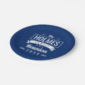 Retro-Wiedersehen-Logo für moderne Familien Pappteller (Schrägansicht)