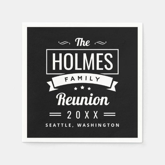 Retro-Wiedersehen-Logo für moderne Familien Serviette (Vorderseite)