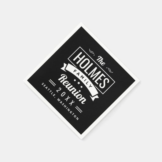 Retro-Wiedersehen-Logo für moderne Familien Serviette (Ecke)