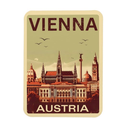 Retro Wien Stadt Österreich Skyline Geschenke Magnet (Vertikal)