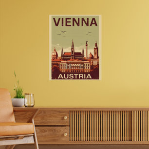 Retro Wien Stadt Österreich Skyline Geschenke Poster
