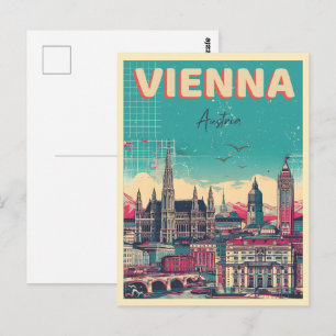Retro Wien Stadt Österreich Skyline Geschenke  Postkarte