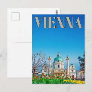 Retro Wien Stadt Österreich Skyline Geschenke  Postkarte