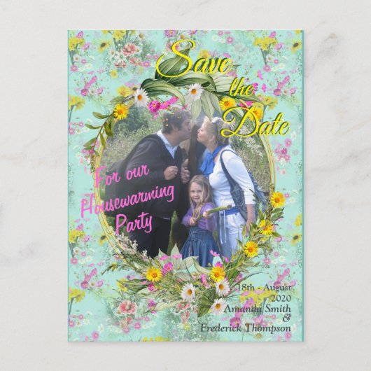 Retro-Wiesenfeld-Blume Ankündigungspostkarte (Vorderseite)