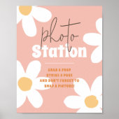 Retro Wild Daisy Boho Groovy Birthday Foto Sign Poster (Vorne)