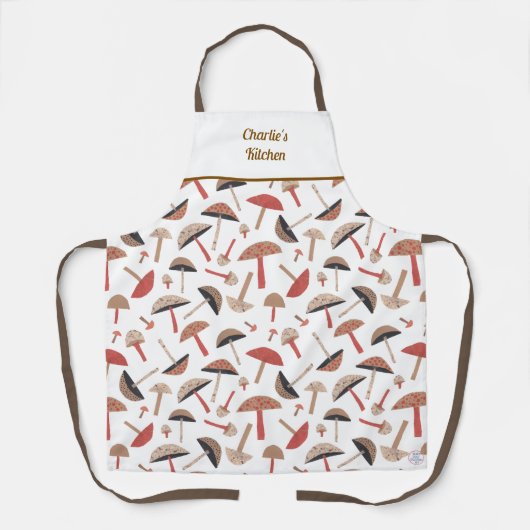 Retro Wild Mushrooms Niedlich Whimsical Botanical Schürze (Vorderseite)