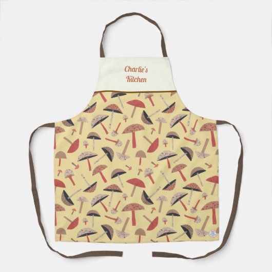 Retro Wild Mushrooms Niedlich Whimsical Botanical Schürze (Vorderseite)