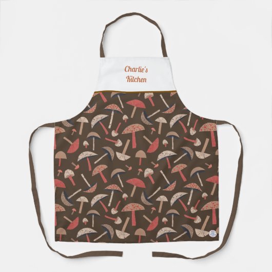 Retro Wild Mushrooms Niedlich Whimsical Botanical Schürze (Vorderseite)