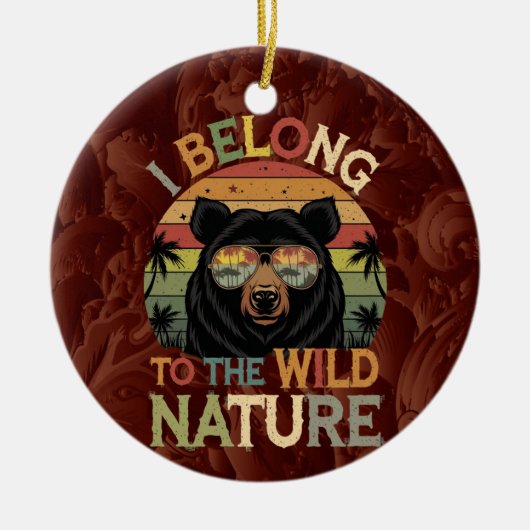 Retro Wild Nature Bear mit Sonnenbrille Keramik Ornament (Vorne)