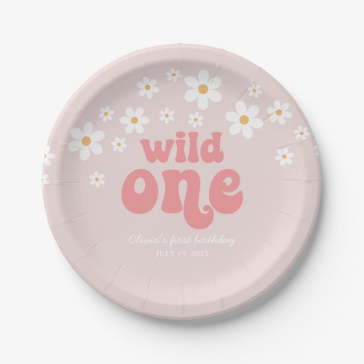 Retro wild One daiso boho floral ersten Geburtstag Pappteller (Vorderseite)