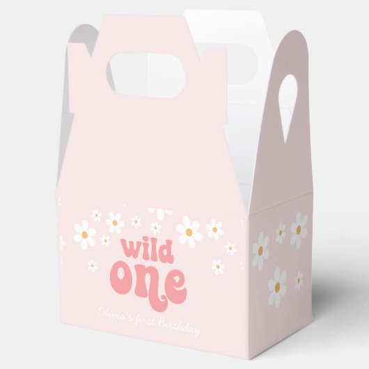 Retro Wild One Pink Daisy Bevorzugung Box Geschenkschachtel (Geöffnet)