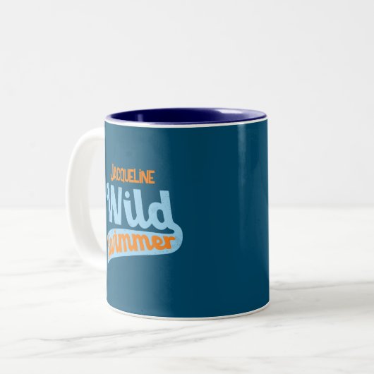 Retro Wild Swimmer Grafik für Frauen Zweifarbige Tasse (Vorderseite Links)