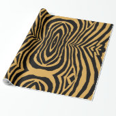 RETRO WILD TIERDRUCKPATTER GOLD BLACK STRIPED GESCHENKPAPIER (Ungerollt)