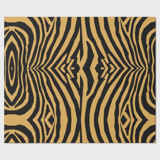 RETRO WILD TIERDRUCKPATTER GOLD BLACK STRIPED GESCHENKPAPIER (Saum)